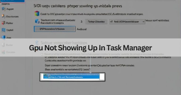 Gpu Not Showing Up In Task Manager